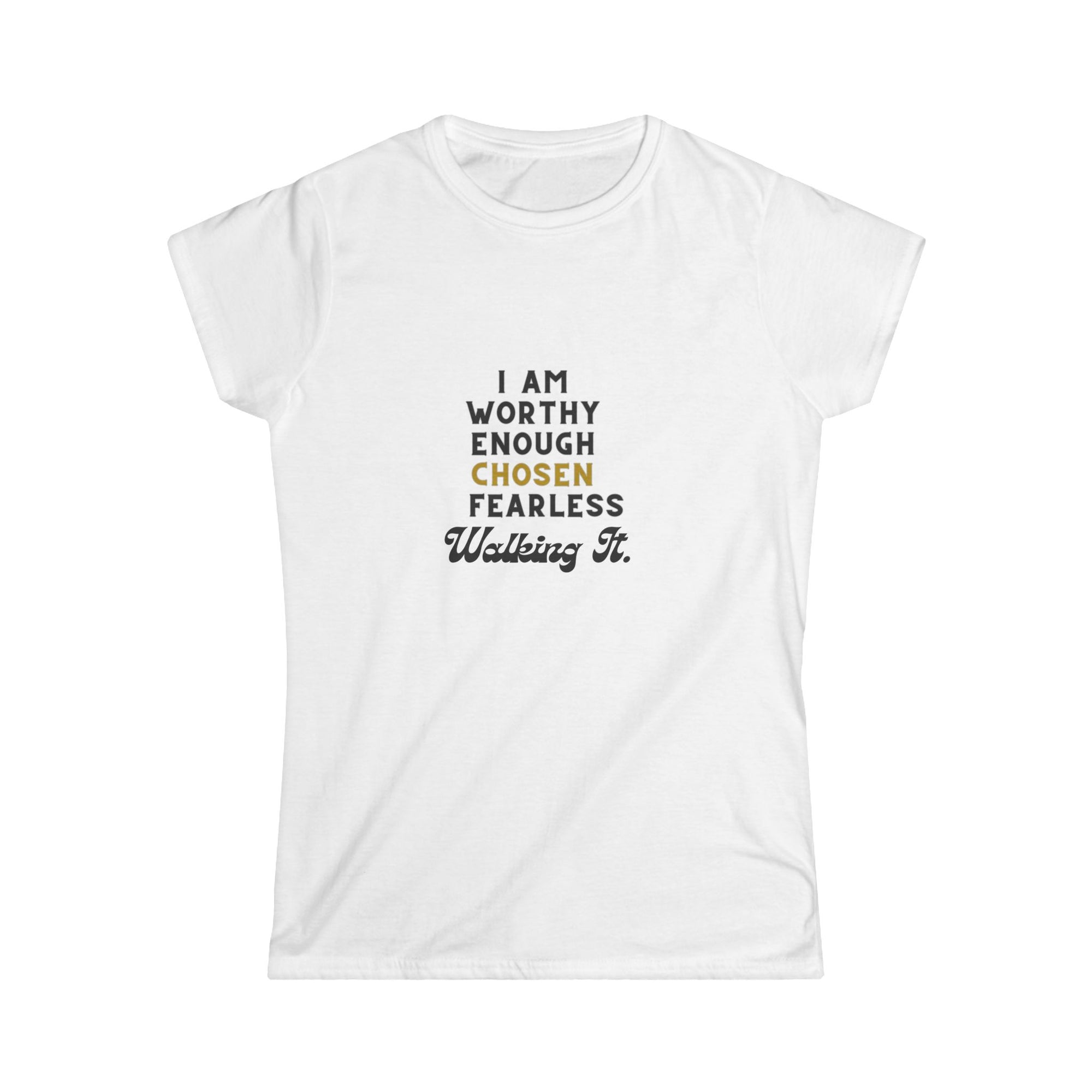 Bold Block Affirmation Softstyle Tee | I Am Worthy, Enough, Chosen, Fearless | Inspirational Gift, Motivational Shirt, Positive Affirmation Tee