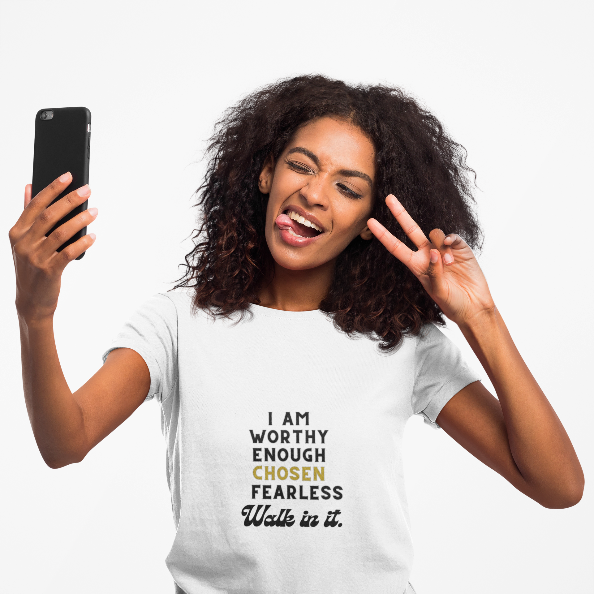 Bold Block Affirmation Softstyle Tee | I Am Worthy, Enough, Chosen, Fearless | Inspirational Gift, Motivational Shirt, Positive Affirmation Tee