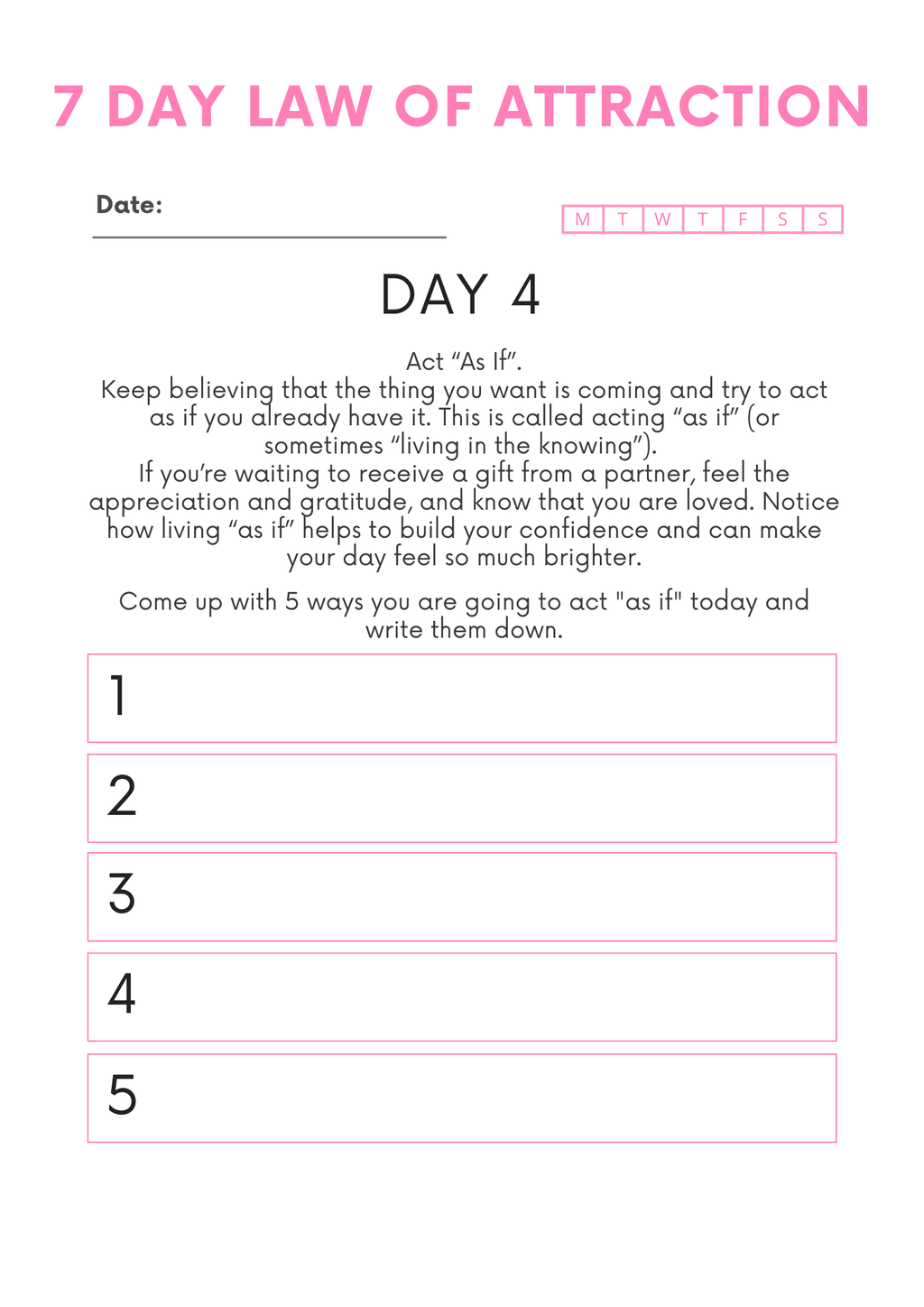 7 Day Law of Attraction Planner