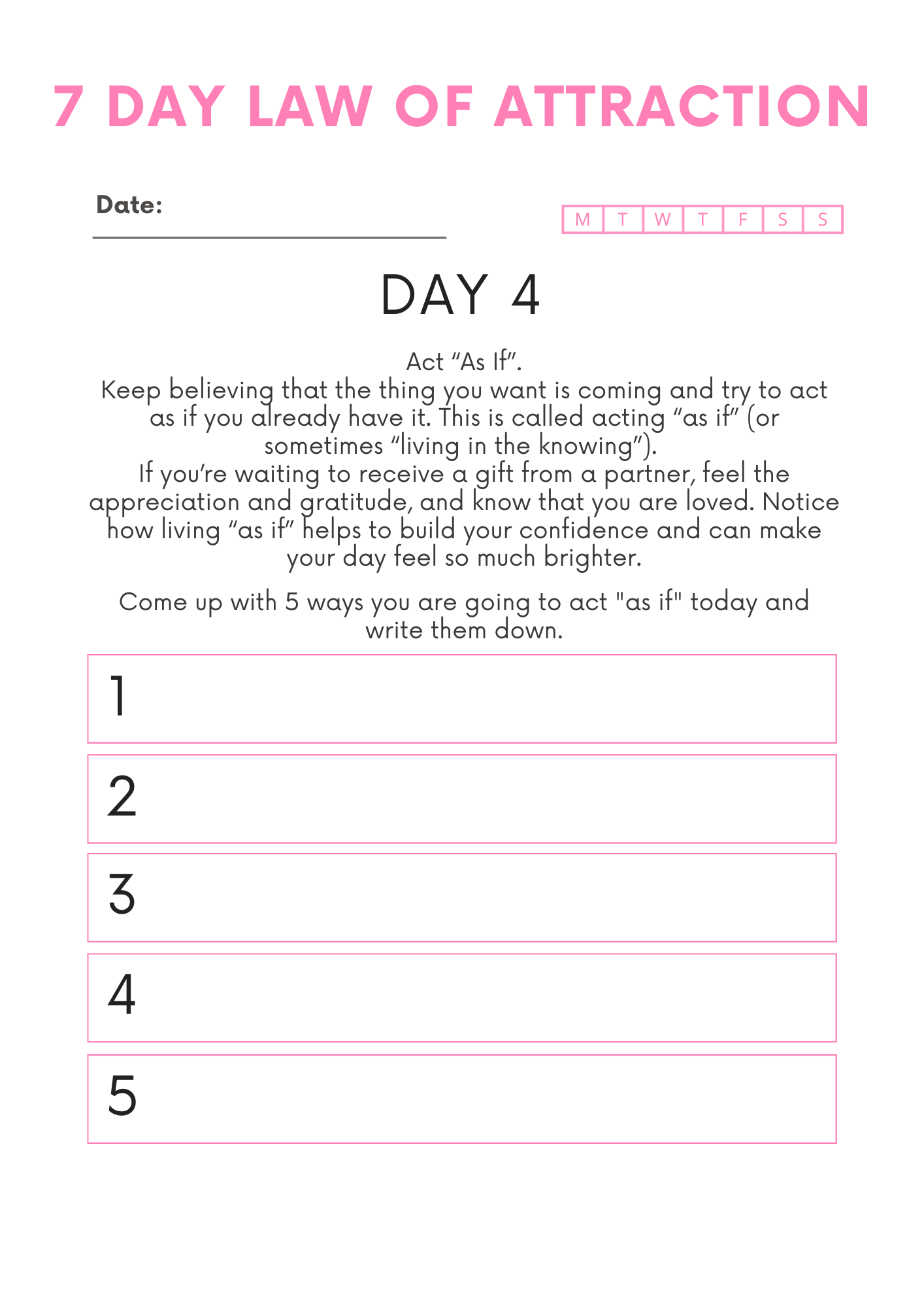 7 Day Law of Attraction Planner