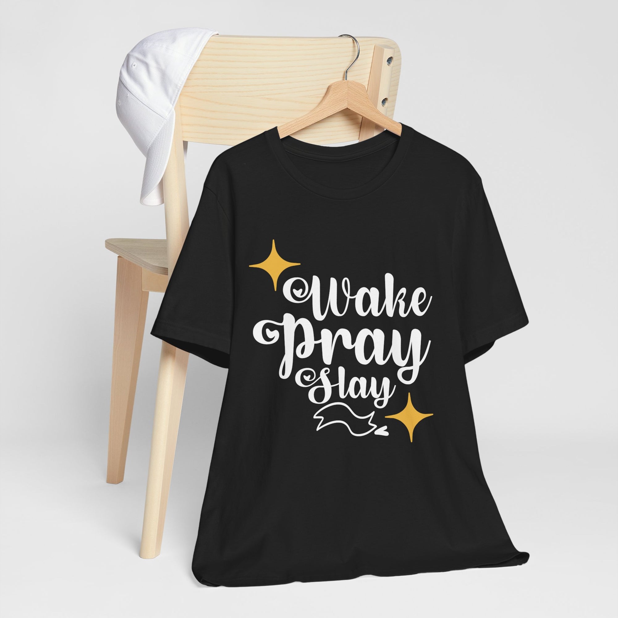 Wake Pray Slay Unisex Jersey Tee - Motivational Graphic Shirt for Everyday Inspiration