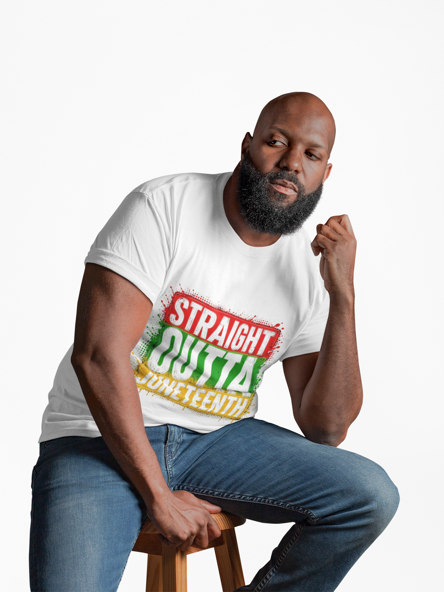 Black Straight Outta Juneteenth T-shirt with Pan-African colors celebrating Juneteenth history and pride