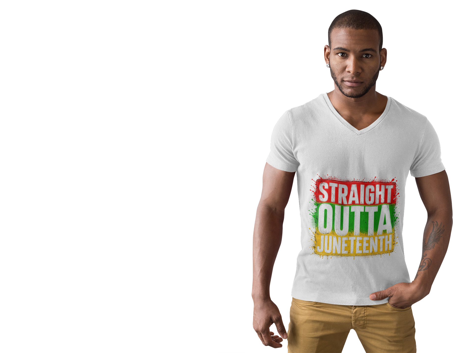 Black Straight Outta Juneteenth t-shirt with Pan-African colors for Juneteenth celebration