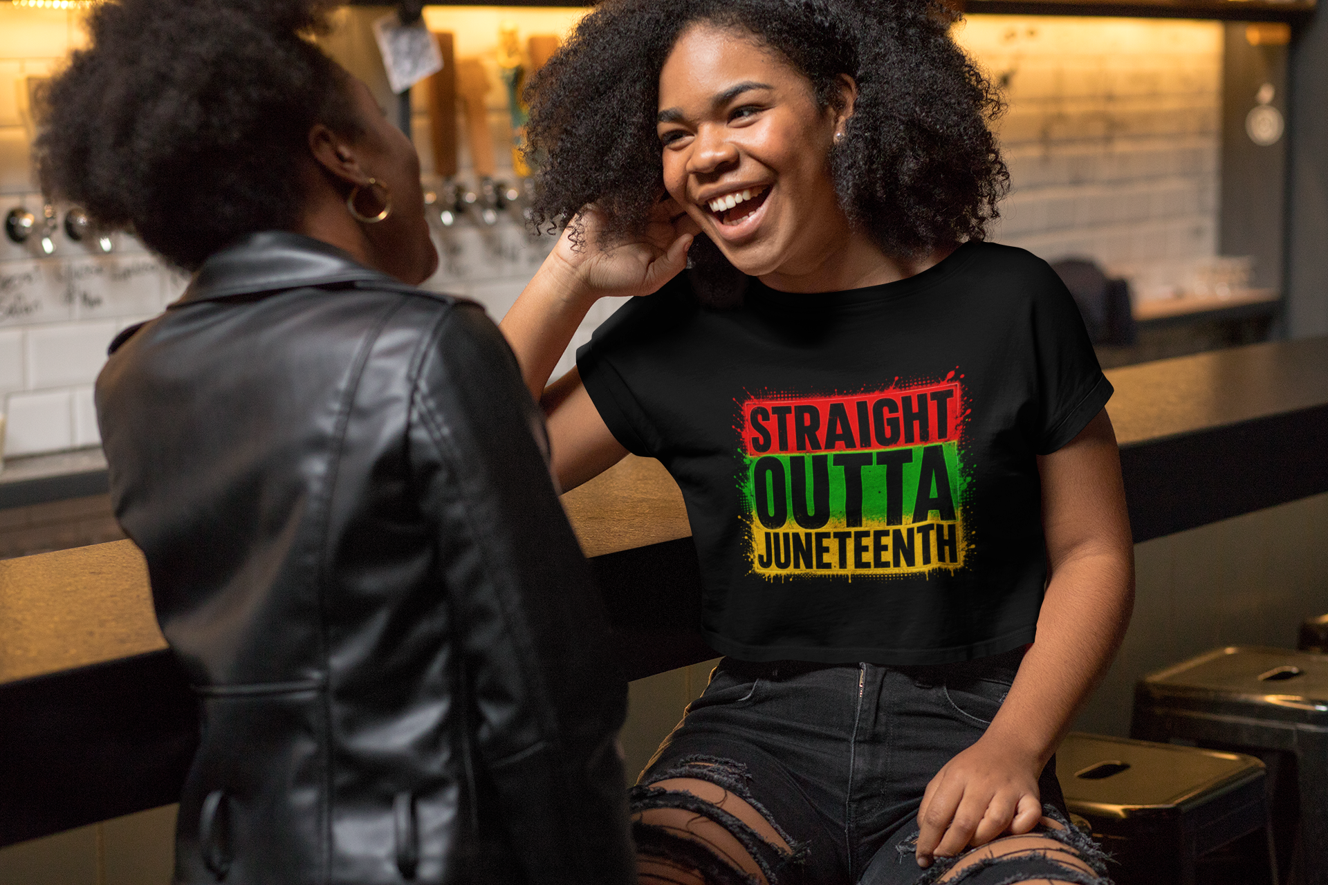 Black Straight Outta Juneteenth T-shirt with Pan-African colors design for Juneteenth celebration