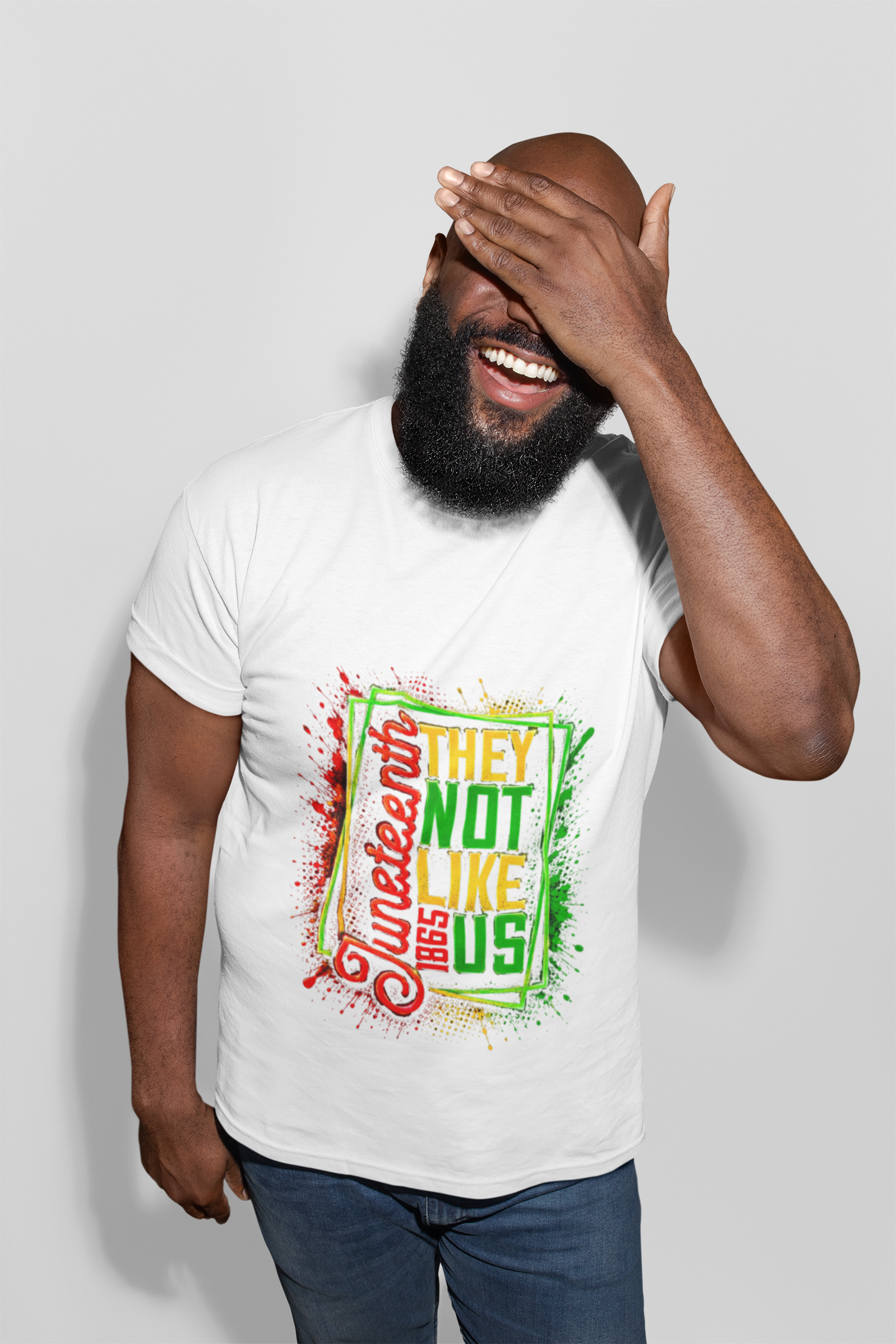 Juneteenth They Not Like Us T-shirt with bold colorful typography on soft breathable cotton