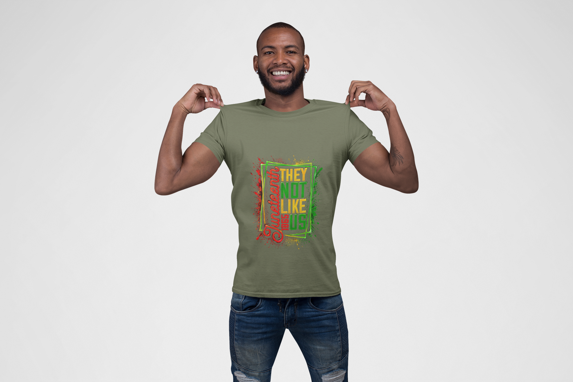 Juneteenth They Not Like Us colorful graphic t-shirt on soft breathable cotton