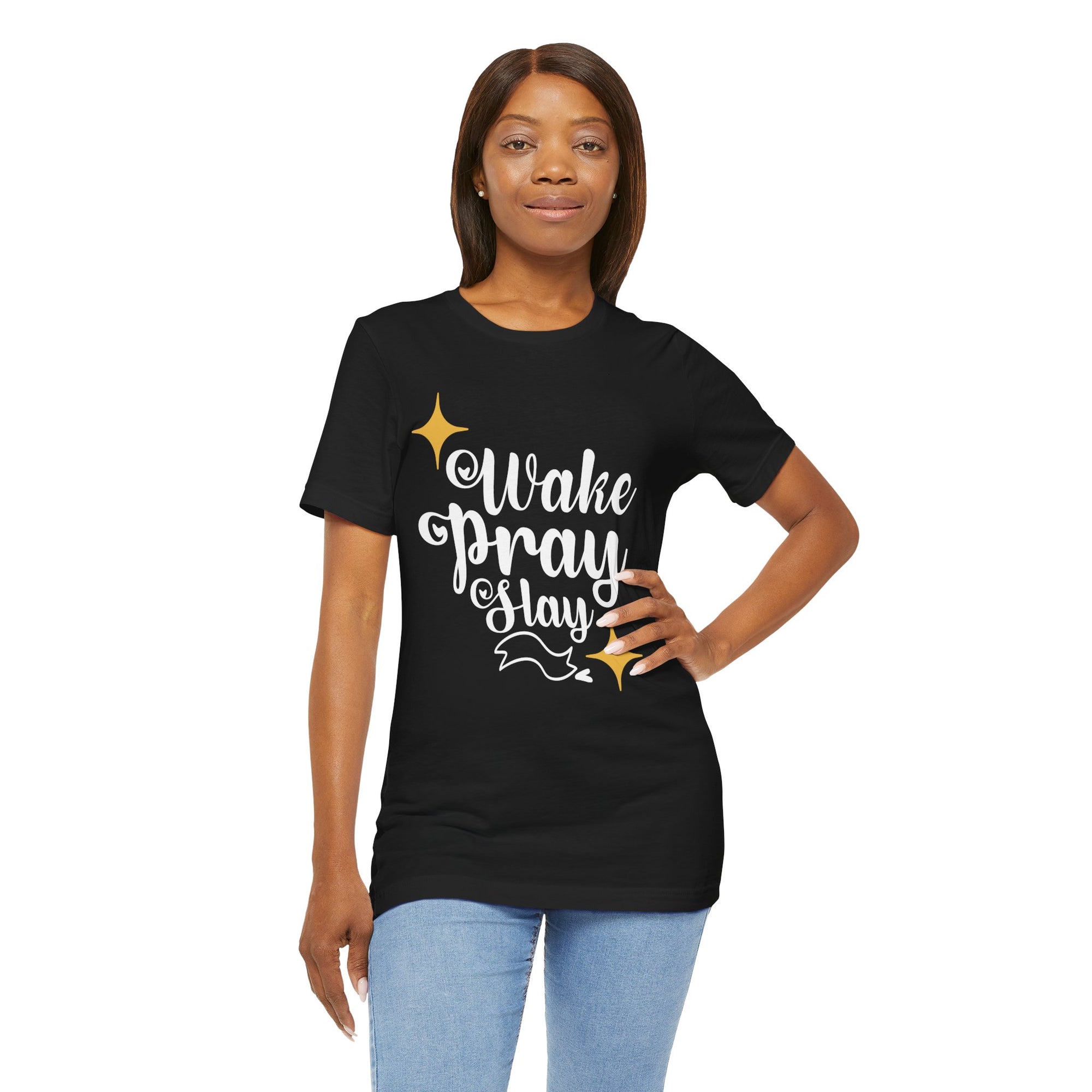 Wake Pray Slay Unisex Jersey Tee - Motivational Graphic Shirt for Everyday Inspiration