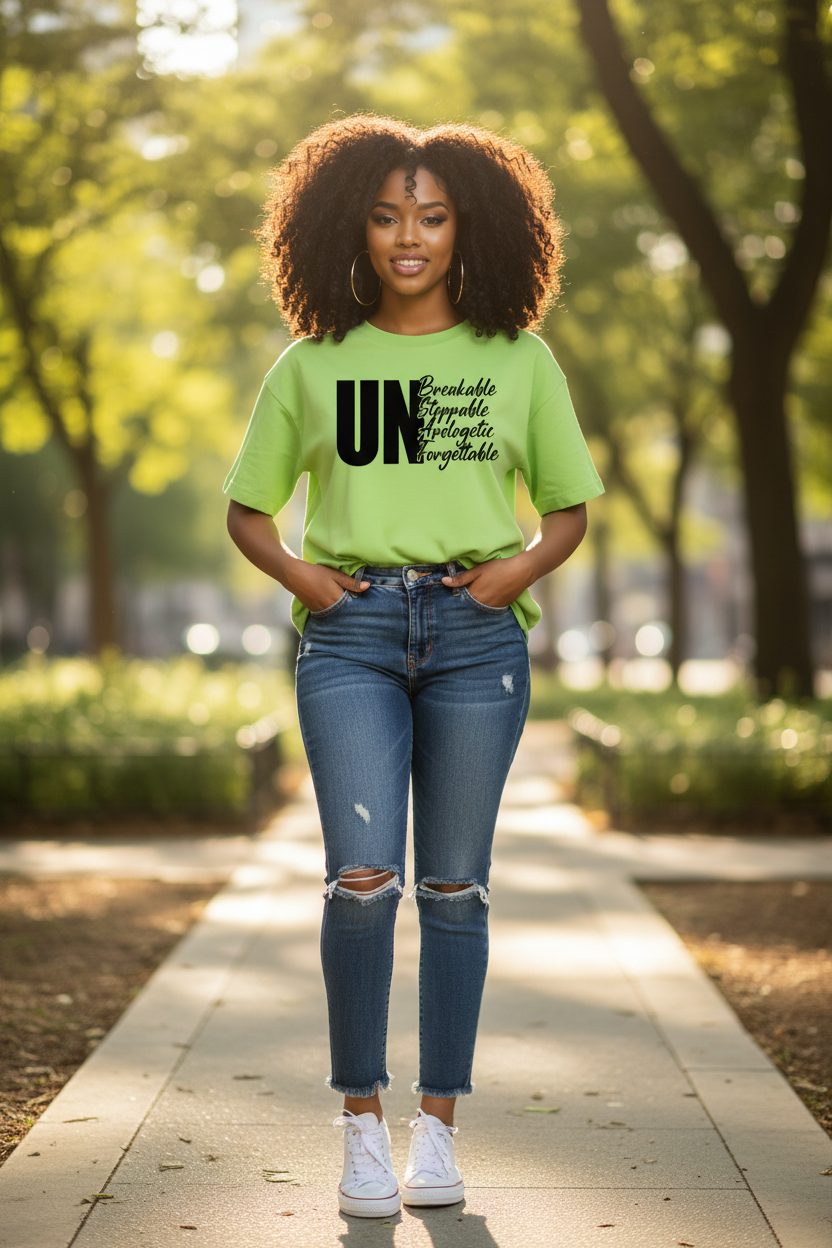 Bold faith graphic shirt with inspirational religious message for women