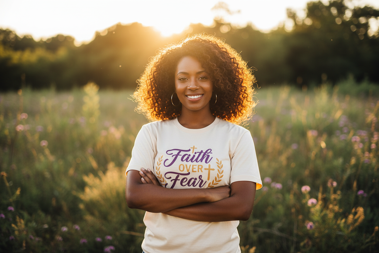 Hero Banner - African American Woman in Faith Tee